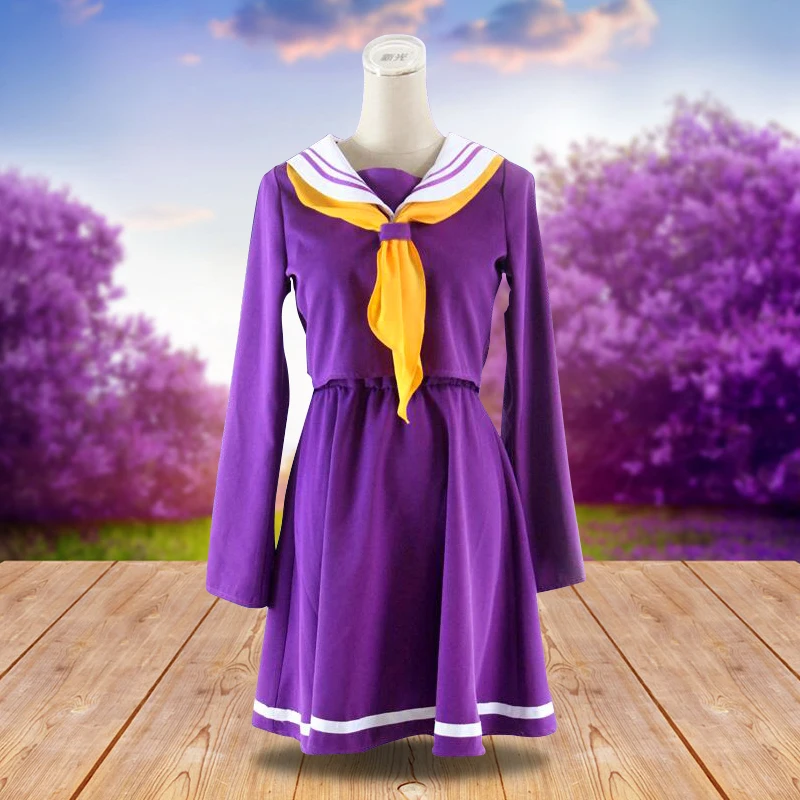 Purple-Blue-Cosplay-No-Game-No-Life-Shiro-Emboitement-Heroine-Sailor-Suit-top-skirt-Bow-tie