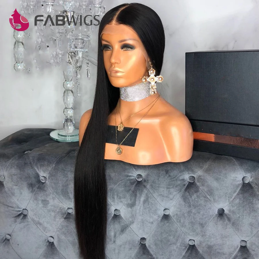 Fabwigs 150% плотность полный кружево натуральные волосы Искусственные парики предварительно сорвал бразильский Реми натуральные волосы