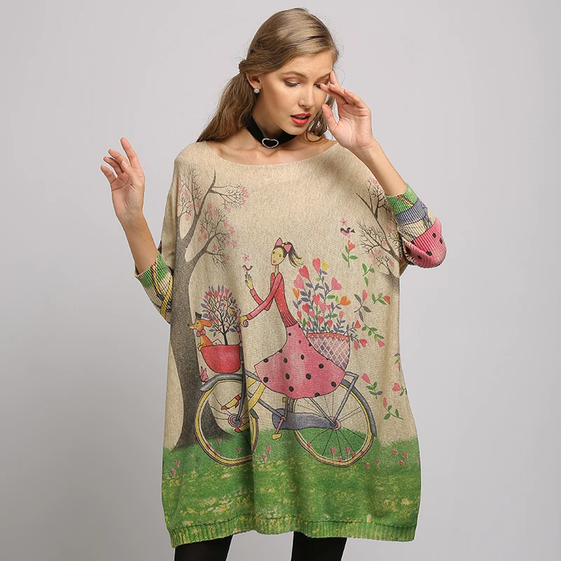 XIKOI New Woman Sweater Oversize Long Batwing Sleeve Pullovers O-Neck Knitted Fashion Casual Regular Girl Print Clothes XIKOI New Woman Sweater Oversize Long Batwing Sleeve Pullovers O-Neck Knitted Fashion Casual Regular Girl Print Clothes