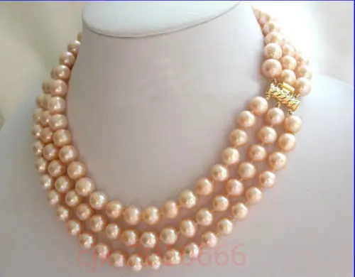 

Very charming 17-19" 8 MM NATURAL SOUTH SEA GENUINE PINK PEARL NECKLACE Gold ^^^@^Noble style Natural Fine jewe FREE SHIPPING
