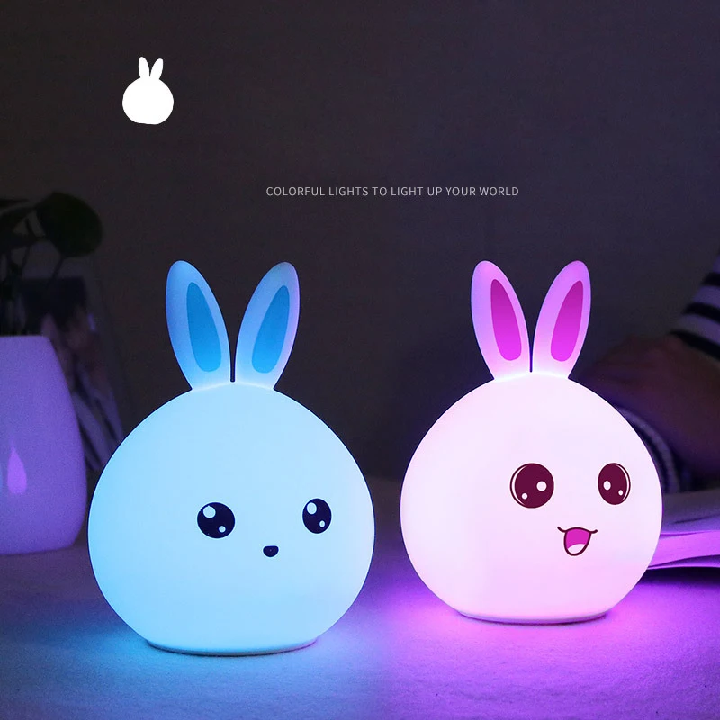 Schattige LED Slaap Lamp Touch Kinderen Baby Kids Slaapkamer Speelgoed Kerst Verjaardag Geschenken|rabbit led|light sleepled night - AliExpress