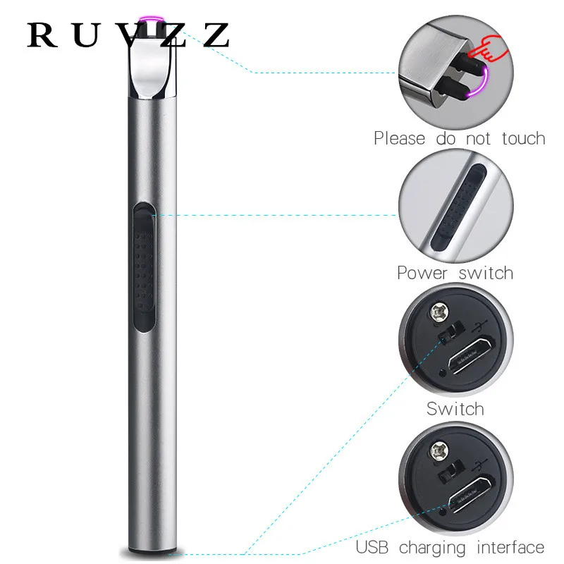 RUVZZ 2018 BBQ Switch Lighters Electronic Pulsed USB Arc Lighter