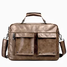 Высококачественный кожаный портфель с несколькими карманами для мужчин s, сумка для ноутбука, сумка через плечо, Офисные Сумки для мужчин XA264ZC