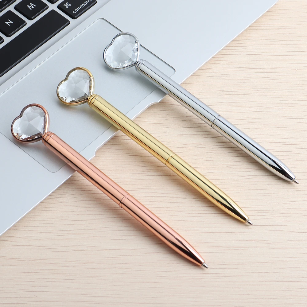 Genkky Big diamond Pen Heart-shaped Scepter Ballpoint Pens For School Office Gift Stationery Metal Material High-grade Ball Pens 6