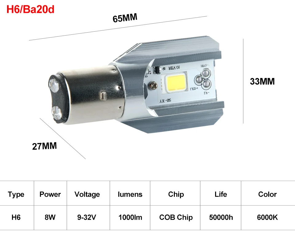 VooVoo Car Light BA20D  H4 LED HS1 COB Motorcycle Bike HiLo Headlight Lamp Bulb DC9-32V 6000K 8W Motorcycle Headlamp Bulbs   _01 (7)