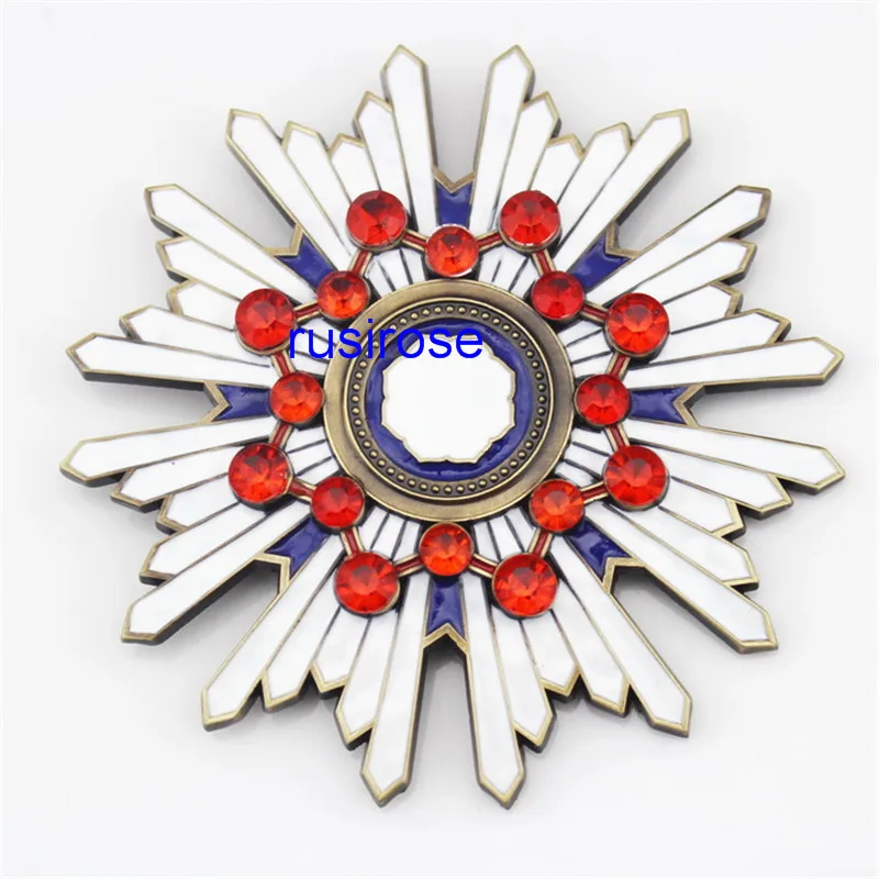 

Inlaid Red rhinestone Metal medallion Custom-made, paint drop glue metal brooch Badge Customization