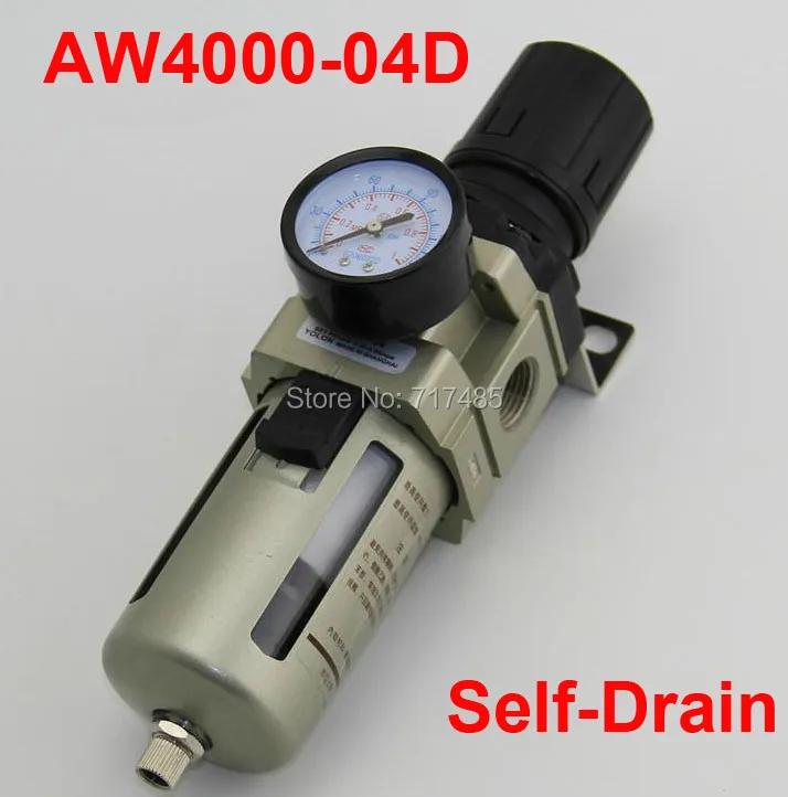 

AW4000-04D 1/2" Port Size Pneumatic Air Souce Treatment Filter Regulator w Pressure Gauge Self- Drain