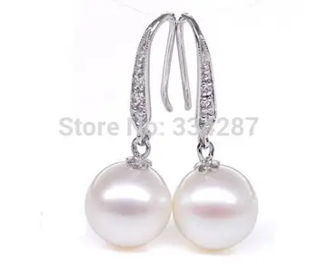 

Noblest Huge Size AAA Round 9-10MM pearl Dangle earrings