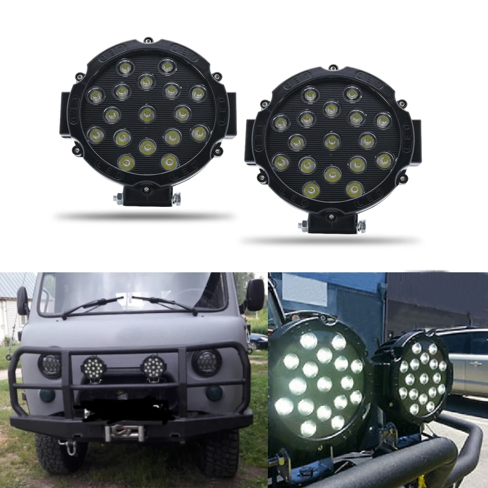 6.3 Inch 51W LED Work Light Spotlight 12V 24V Round LED Offroad Light Lamp Worklight for Off road Car Truck Hot Work Light (37)