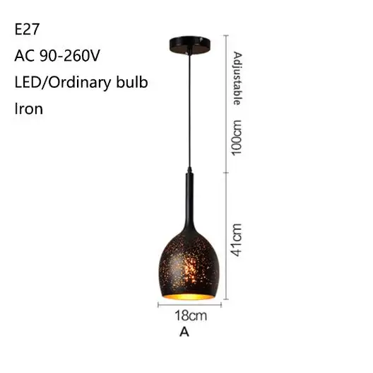 Ретро Новинка промышленный черный железный подвесной светильник светодиодный E27 с 7 стилями для гостиной кухни спальни отеля офиса ресторана - Цвет корпуса: YY-P1679A