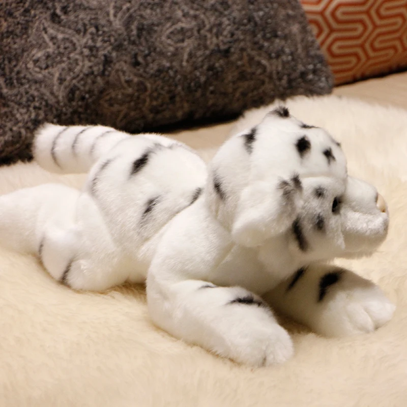 Dorimytrader quality simulation animal white tiger plush toy realistic lying little animals tiger doll kids gift decoration 39x15x16cm DY50142 (7)