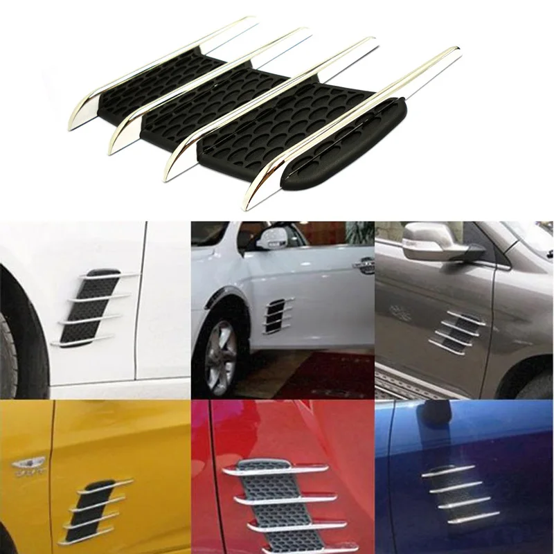 

1PC High Quality ABS Plastic Sticker 3D Car Shark Gill Simulation Air Flow Intake Vent Side Fender Sticker car accessories