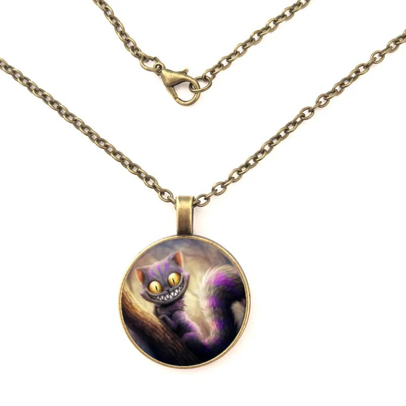 

YSDLJG fashion necklaces for women 2019 statement Alice in Wonderland Color Cat Time Glass Necklace Accessories
