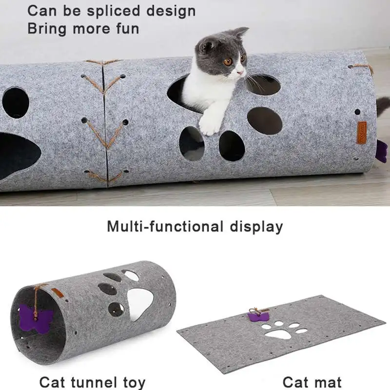 Doglemi Diy Натуральный войлок туннель для кошек коврик комбинированный сшивание складной Кот игровой канал рулон Дракон головоломка кошка игрушка домашнее животное