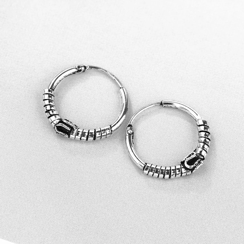 GEOMEE 1Pair 15mm Vintage Small Hoop Earrings Women Ear Jewelry European Tribal Circle Earrings Handmade Argola Brincos E29-M29 - Image 5