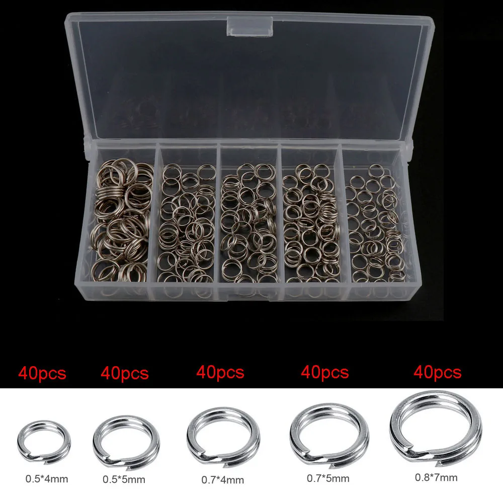 

201pcs Stainless Steel Fishing Ring Split Clip Swivel Quick Change Hook Connector with Double Loop fishing Accessory Tools