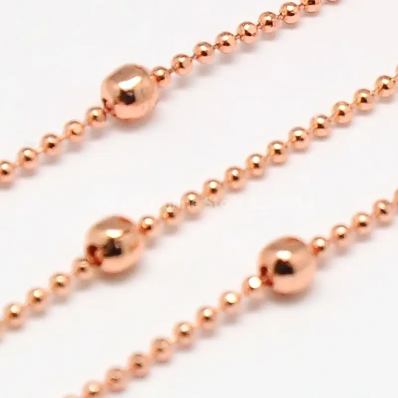 

Jewelry Findings Electroplate Brass Round Ball Chains, Come on Reel, Rose Gold, 1.5mm