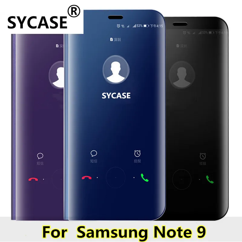 

SYCASE For Samsung Galaxy Note 9 case Luxury Mirror Clear View Smart Case Intelligent Sleep Protective Flip Case