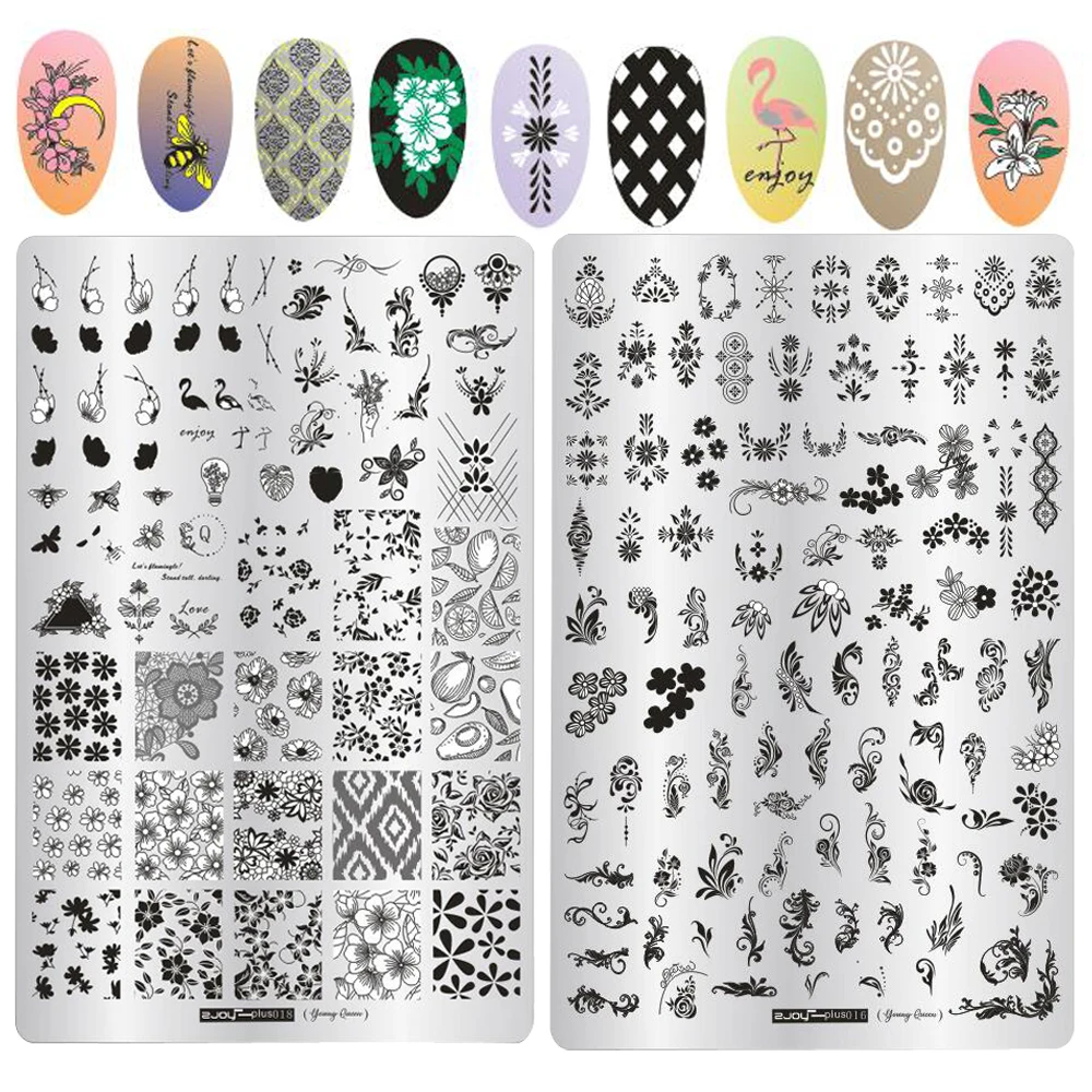 

Nail Stamping Plates Template 9.5*14.5cm Flower Leaf Geometric Image zjoy-plus Nail Stamping Plates Manicure Stencil