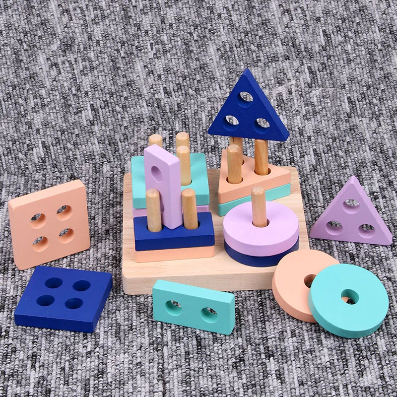 Детские игрушки деревянные игрушки Материалы montessori геометрическая форма познавательный, на поиск соответствия Игра Головоломка игрушка