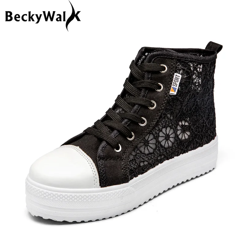 

Plus Size 35-42 Casual Shoes Woman Lace Cutouts High Top Ladies Shoes Platform Thick Bottom Spring Summer Women Shoes WSH2465