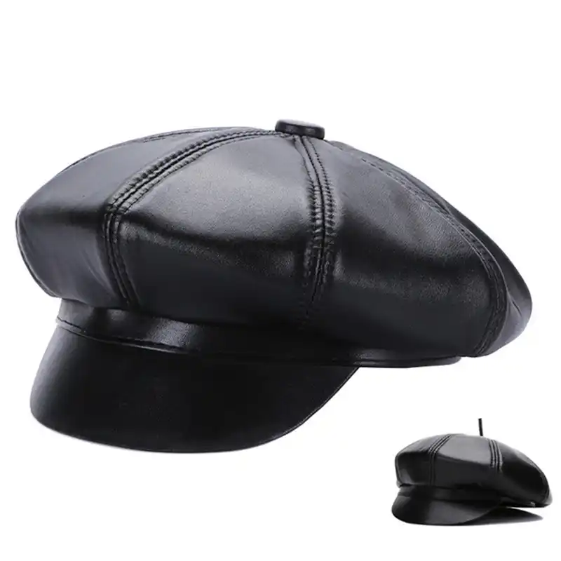 leather peaked cap