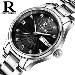 Rontheedge бренд Для мужчин часы автоматические механические часы бизнес светящиеся полые Для мужчин's Таблица водонепроницаемый стальной