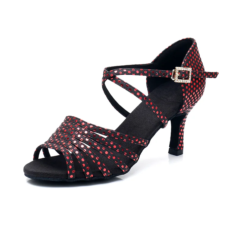 Alharbi Танцевальные Кроссовки Танго, латина Танцы обувь для девушек и женщин; Шесть горизонтальных веревки с волновой точки рандеву Обувь для танцев - Цвет: Red  heel 7cm