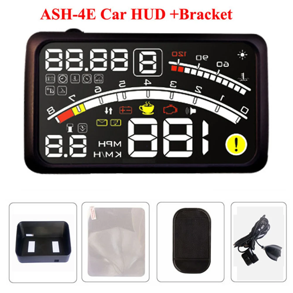 Автомобильный проектор HUD на лобовое стекло 5,", автомобильный OBD2 II 4E EUOBD, автоматическая электронная сигнализация напряжения, Предупреждение о превышении скорости