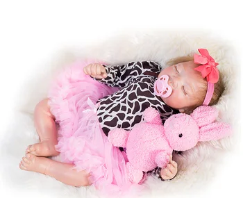 

NPK New Born SIlicone Reborn Babies Doll + Soft Toys Bear Handmade Girl Doll Realistc Baby Lifelike Bebes Reborn Menina 48cm