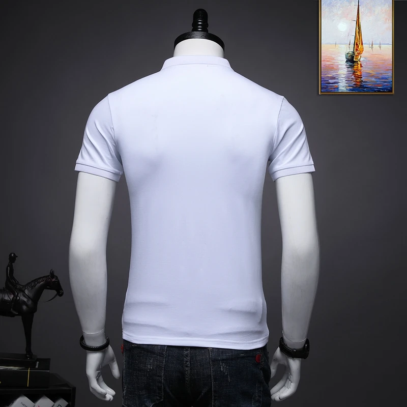 Поло рубашка Летняя футболка с коротким рукавом мужская куртка модная мужская рубашка поло с отворотами, с короткими рукавами, мужская Тонкая Рубашка-Поло