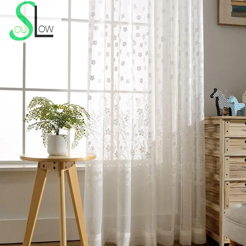

Slow Soul Curtains White Spring Minimalist Jacquard Floral For Living Room Curtain Tulle Bedroom Kitchen And Sheer Chinese Baby