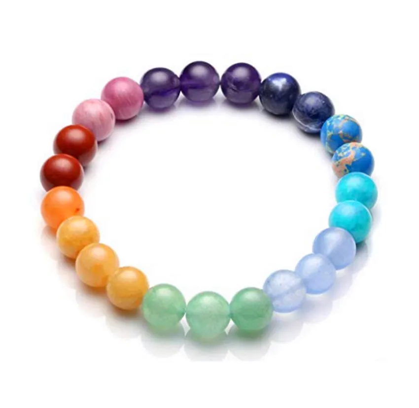 

FYJS Unique Jewelry For Gift Handmade 8 mm Many Colors Round Beads Stone Elastic Bracelet