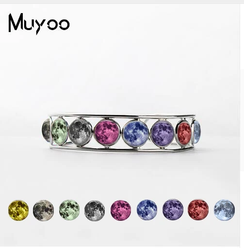 

2019 New Arrival Glowing Jewelry Full Moon Bangle Bracelet Handmade Glass Dome Lunar Eclipse Jewelry Bracelets