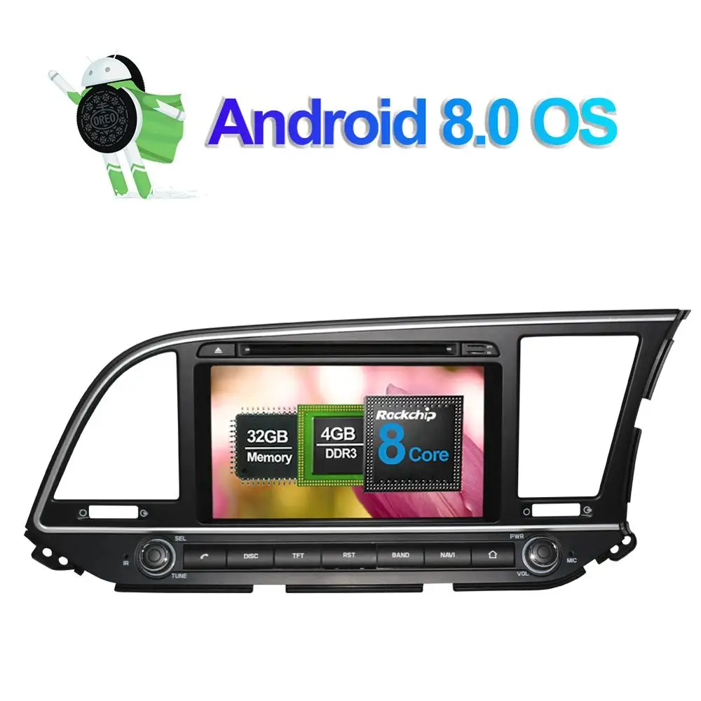 Best Android 8.0 Octa Core 4GB RAM Car DVD Multimedia Player For Hyundai Elantra/ Avante/MD 2016- Right Hand Driving GPS Navigation 1