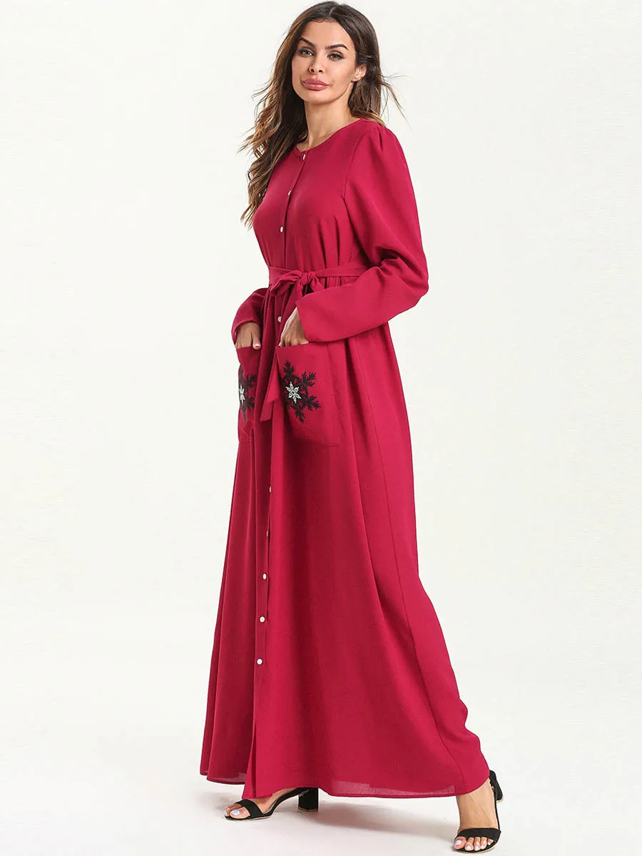 Red Turkish Maxi Dress | Long Frock Abaya | Turkish Long Dress