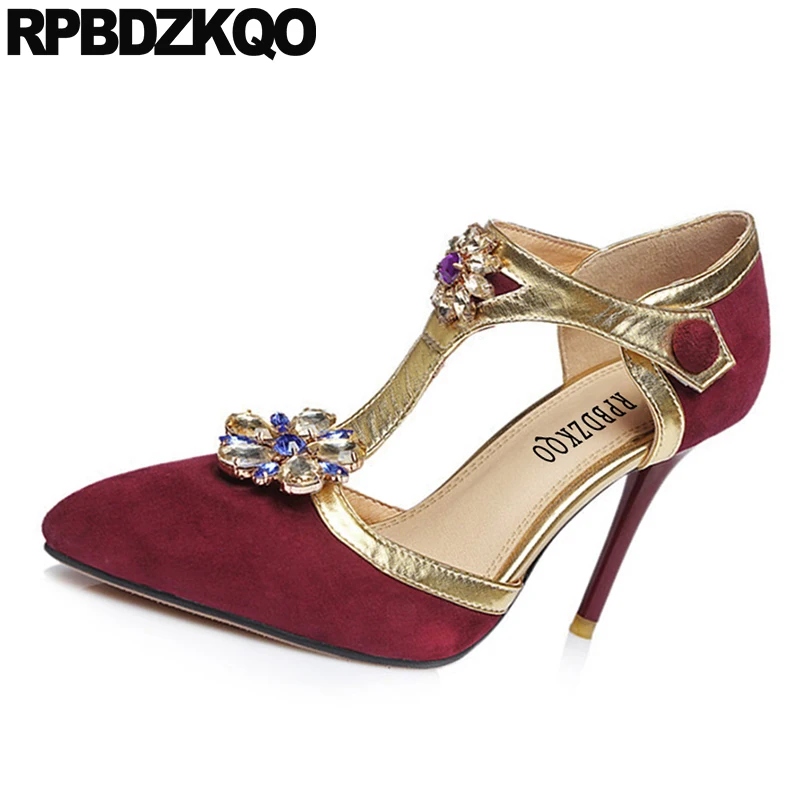 Женские Стразы scarpin jewel замшевые Цветочные женские туфли на высоком каблуке с
