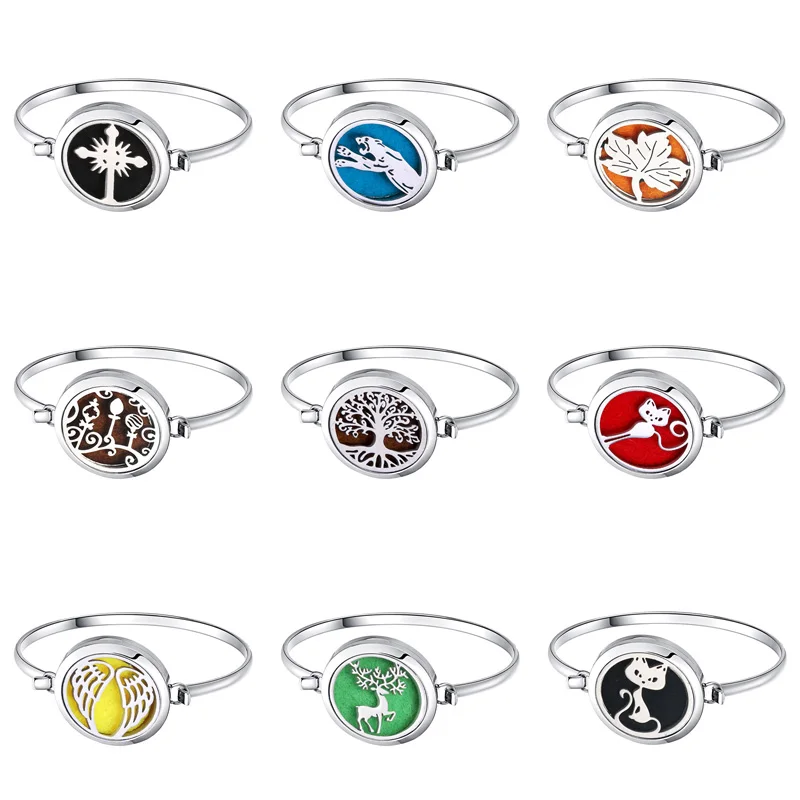 

Tree of Life Locket Bracelet Bangle Christmas Stainless Steel Essential Oil Diffuser Perfume Aromatherapy Aromatherapy Bracelet