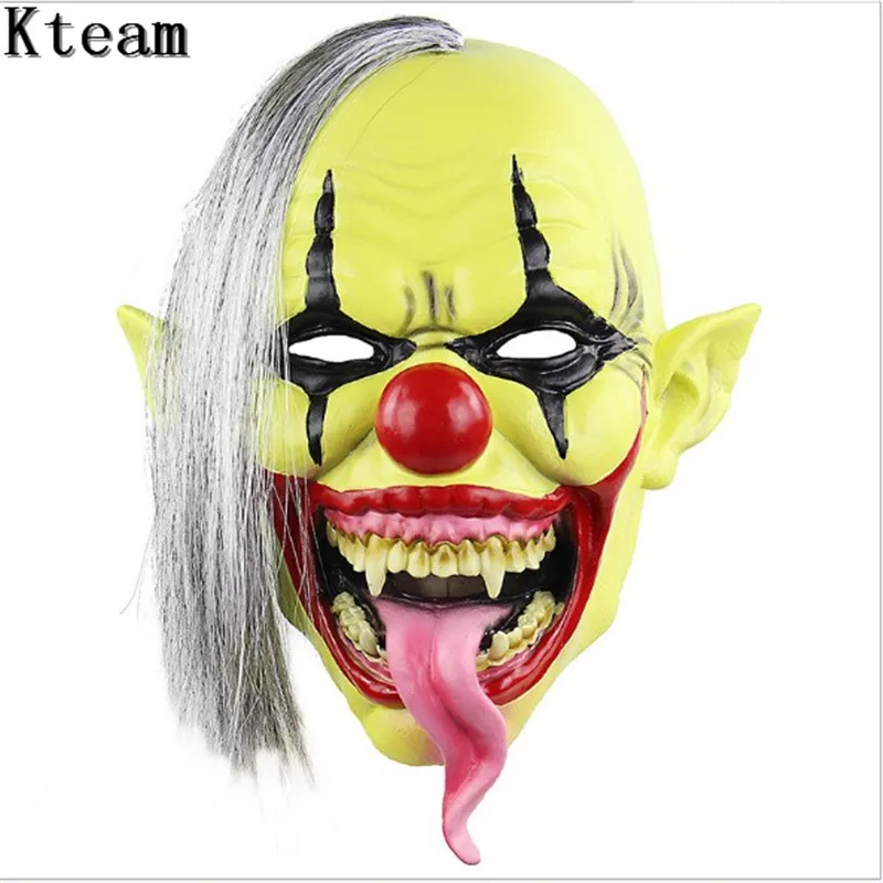 

2018 Joker Clown Costume Mask Creepy Evil Scary Halloween Clown Mask Pennywise Clown Mask Scary Evil Jester Clown Full Face