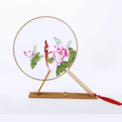 Chinese Ancient Style Handmade Gorgeous Round Classic Silk Fan Woman Gift 