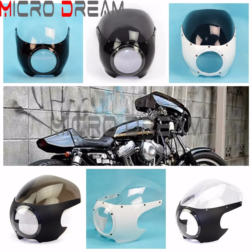 Drag Cafe Racer черный/белый/матовый черный Передний 5 75 ''обтекатель фары с