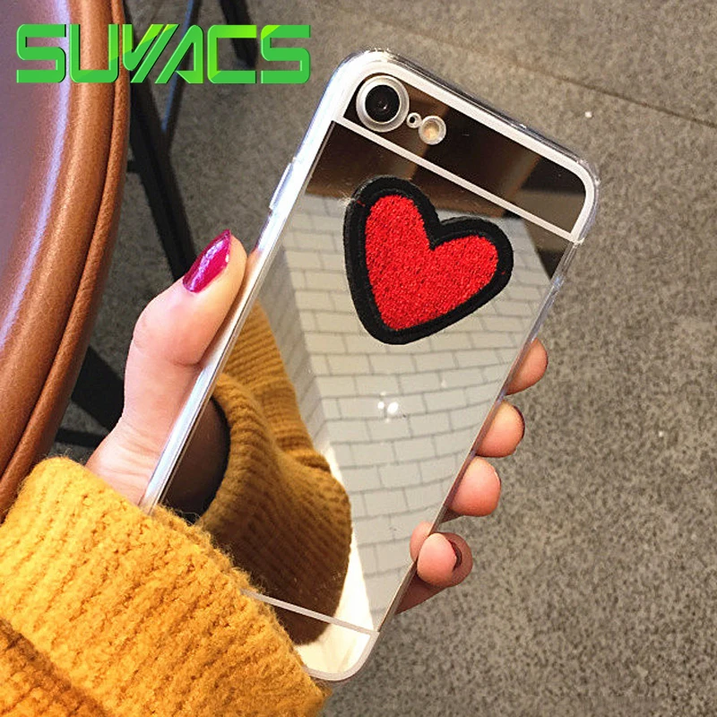 

SUYACS For Samsung J1 J2 J3 J5 J7 A3 A5 A7 (2015) (2016) (2017) Back Cover DIY Love Heart Mirror Aluminum Soft TPU Phone Cases