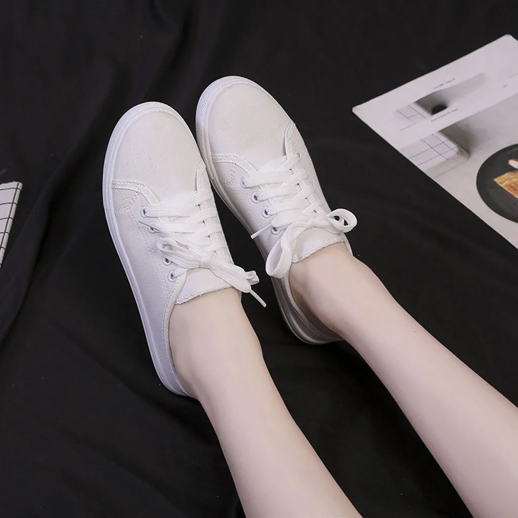 Женские парусиновые кроссовки повседневные дышащие с круглым носком для отдыха