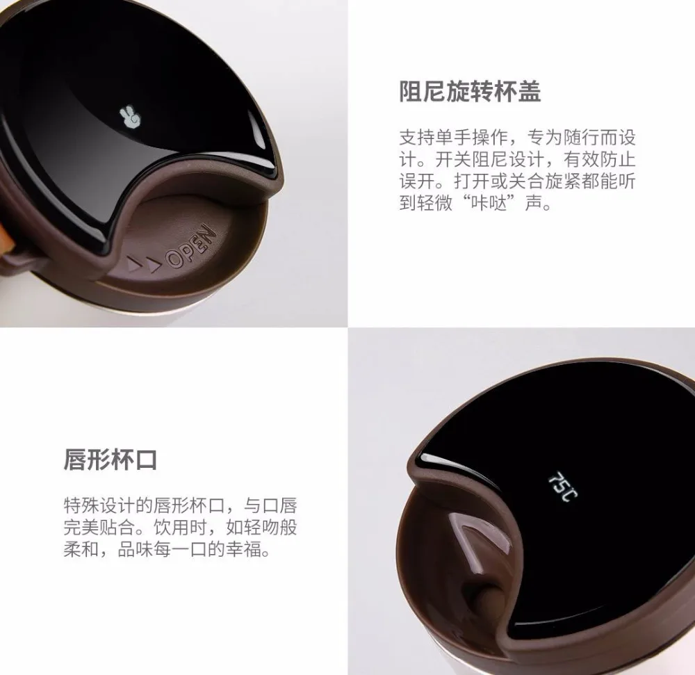 Xiaomi KissKissfish чашка из нержавеющей стали OLED сенсорный экран бутылка для воды Чувствительная температура с фильтром для кофе 430 мл