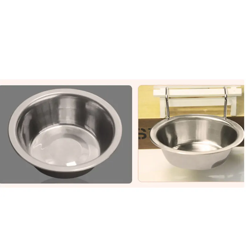 Крюк из нержавеющей стали еда чаша для кормления для домашних животных Кролик Птица Клетка для собак S/M
