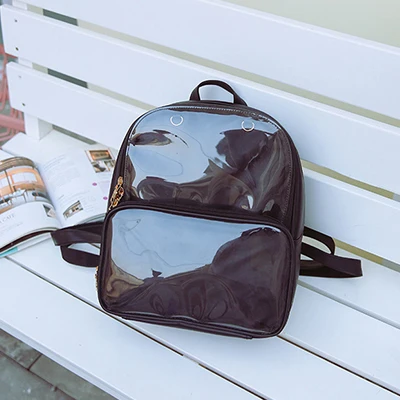 Прозрачные женские рюкзаки Itabags Harajuku, водонепроницаемый прекрасный прозрачный рюкзак для школы, подростка, девочек, сумки через плечо, повседневные - Цвет: Black