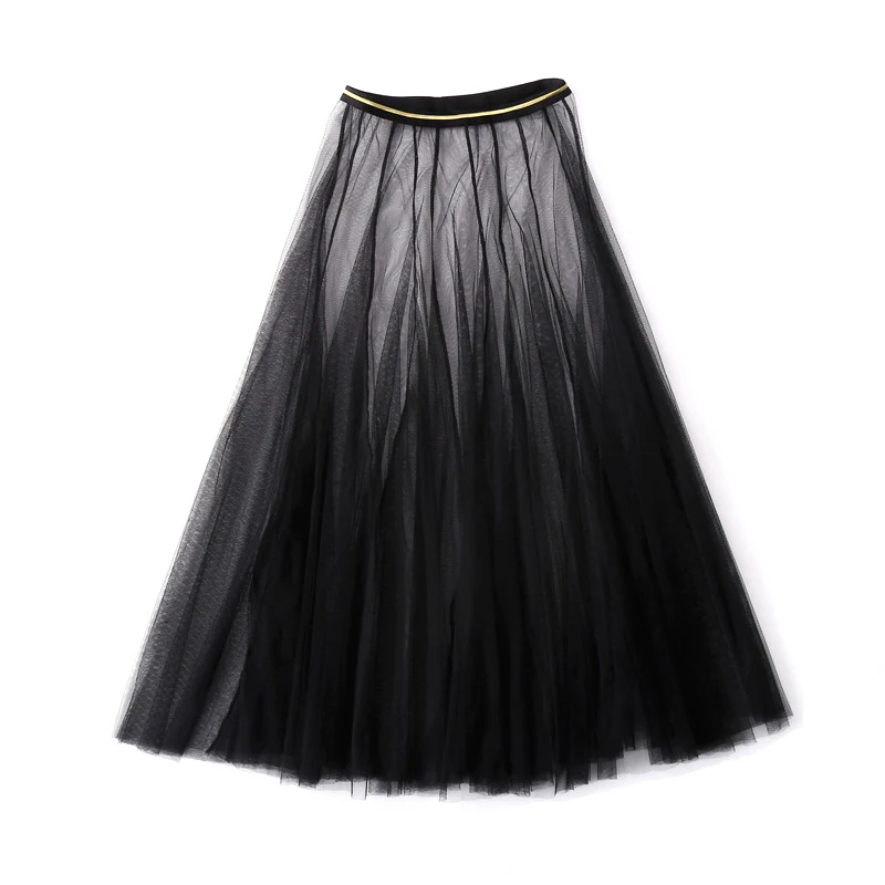 

Adult Ballerina Black Lace Swan Lake Dance Performance Long Tulle Elastic Waist Ballet Skirts Adults Big Swing Mesh Skirt
