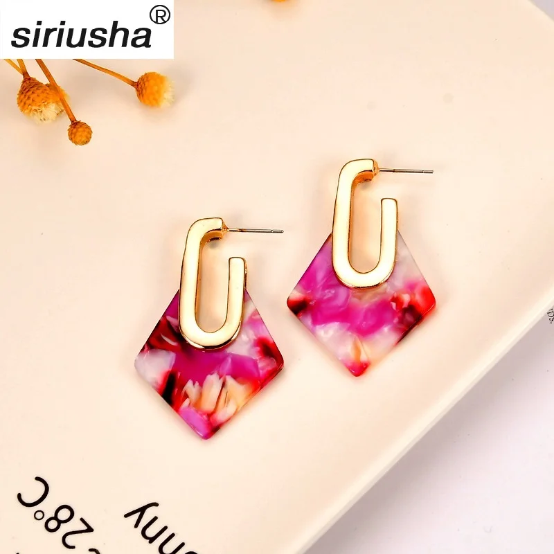 

Factory direct high-grade temperament long earrings female rhinestones acetate board acrylic earrings geometric female S194