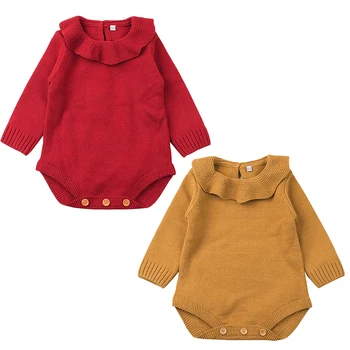 

Lovely Newborn Baby Boy Girl Long Sleeve Cape Collar Autumn Winter Knitting Romper Jumpsuit Warm Outfit Baby Clothes 0-24M