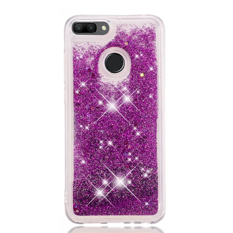 For Huawei Honor 9 Lite Cute Cover Honor9 Lite Soft Case LLD-L31 LLD-L22A Glitter Dynamic Liquid Quicksand Back Covers LLD L31 